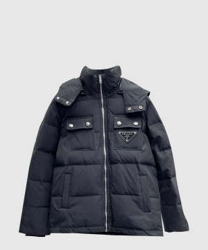 프라다 로고 쇼트 코트
