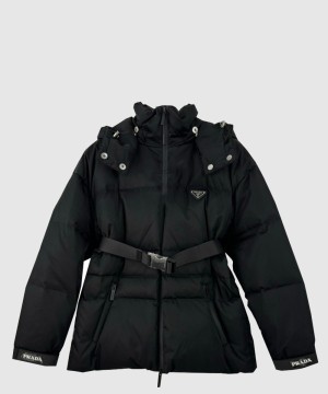 프라다 로고 쇼트 코트