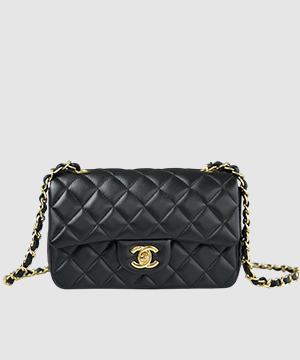 샤넬 클래식 미니 블랙 금장 램스킨