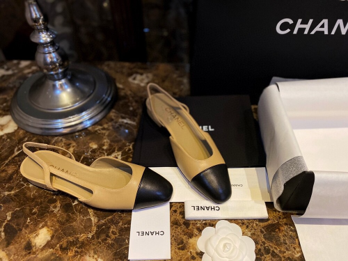 샤넬 투톤 플랫 슬링백