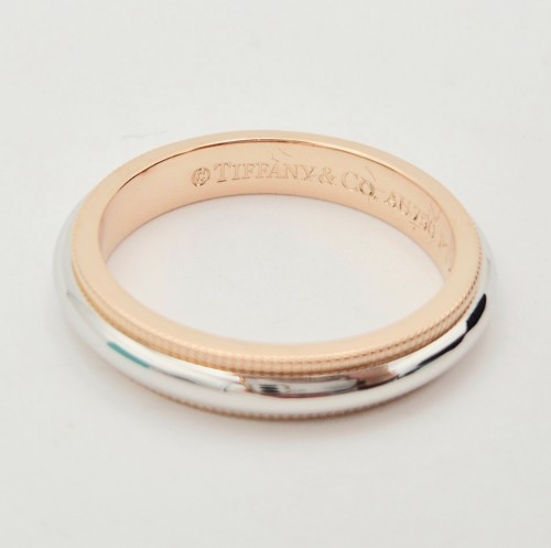 티파니앤코 투게더 밀그레인 밴드 링, 로즈 골드 및 플래티늄