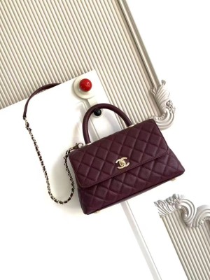 샤넬 코코핸들 캐비어 스몰 금장 버건디 플랩백