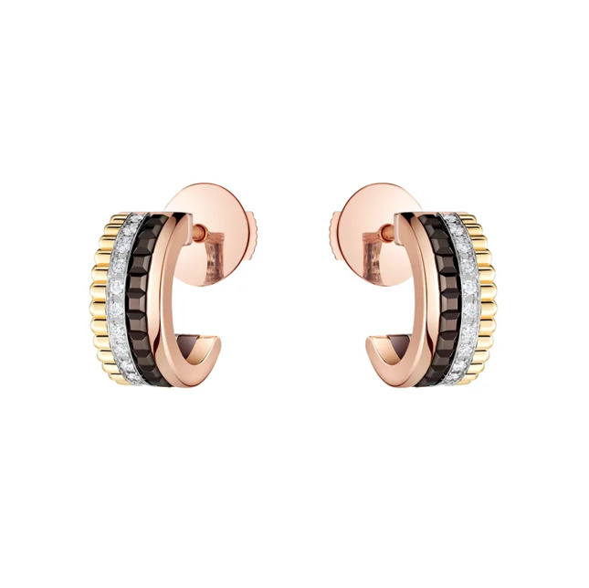 부쉐론 콰트로 미니 후프 이어링 로즈골드