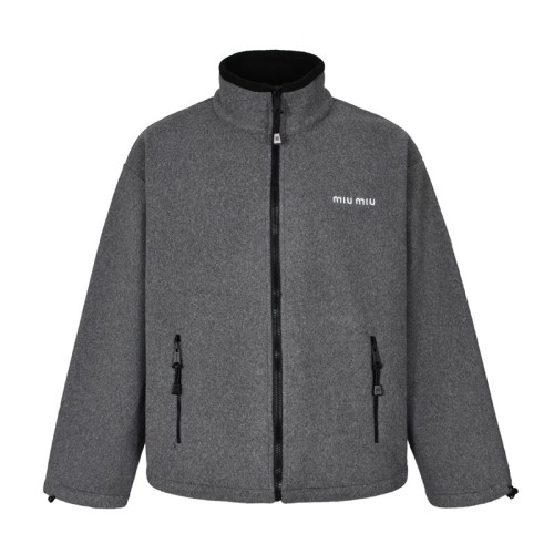 미우미우 24FW 플리스 집업 자켓 그레이