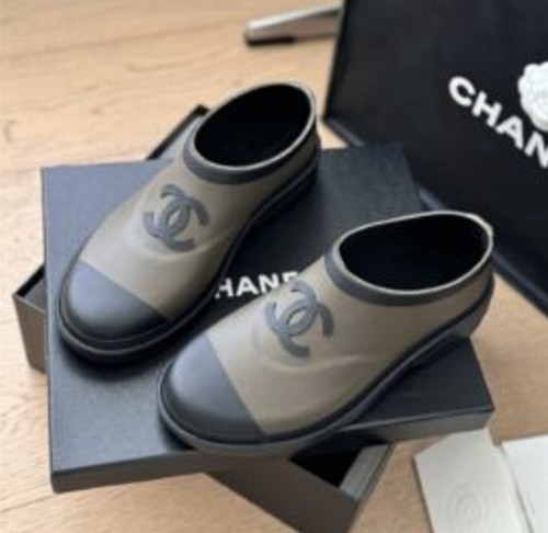 샤넬 CC 로고 투톤 러버 레인 숏 부츠