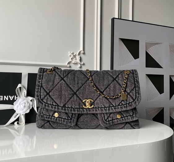 샤넬 맥시 플랩백 데님 AS5727