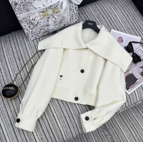 디올 화이트 크롭 울 재킷