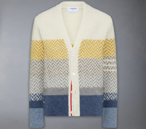 톰브라운 2026 헤링본 패턴 멀티 컬러 스트라이프 가디건