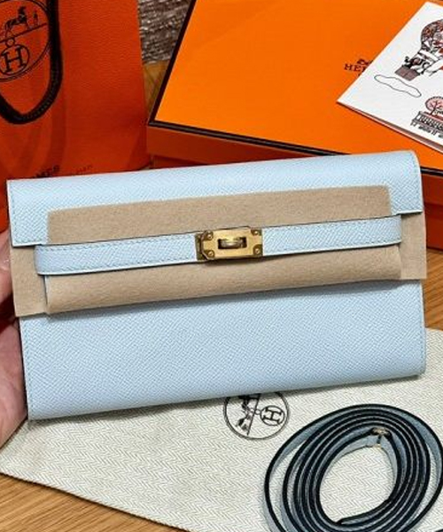 에르메스 켈리 투 고 미니백 앱송 (컬러 블루 팔 금장)