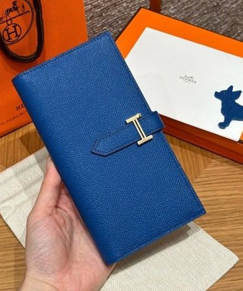 에르메스 베안 장지갑 (컬러 블루 프랑스) (금장/은장) (올수공)