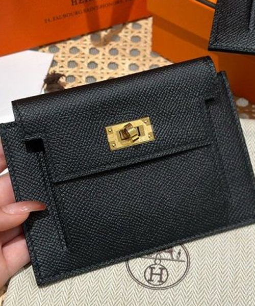 에르메스 켈리 포켓 카드지갑 (컬러 블랙) (금장)