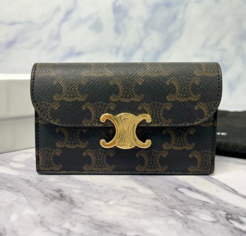 셀린느 트리옹프 캔버스 플랩 롱 카드지갑 탄 10P072CQH04LU 13 x 8 x 1 cm