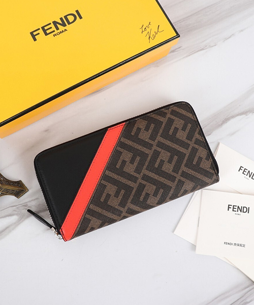 펜디 로고 프린트 코팅 캔버스 지퍼 월렛 0052