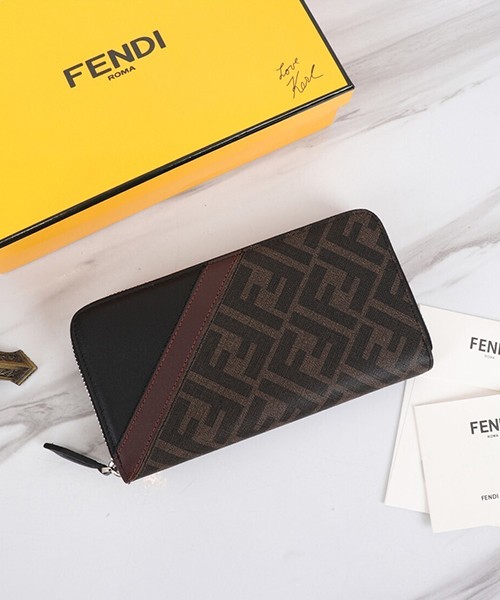 펜디 로고 프린트 코팅 캔버스 지퍼 월렛 0051