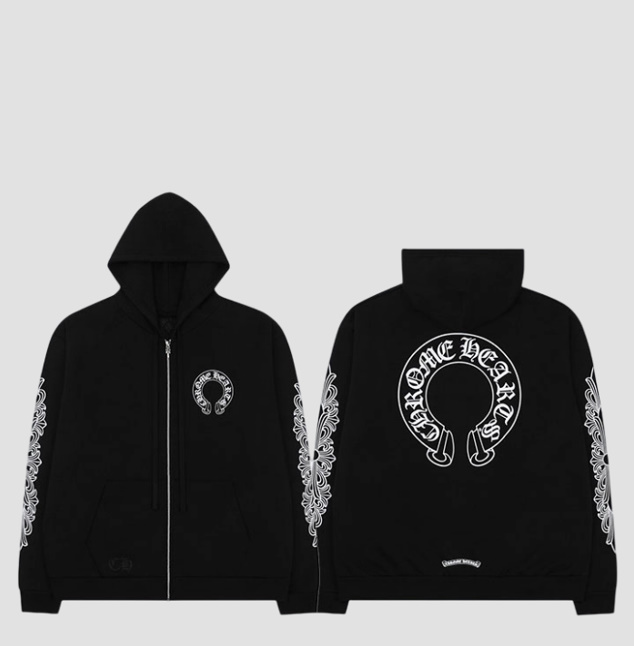 크롬하츠 홀스슈 플로랄 플리스 후드집업