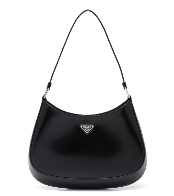 프라다 클레오 브러시드 가죽 숄더백 블랙