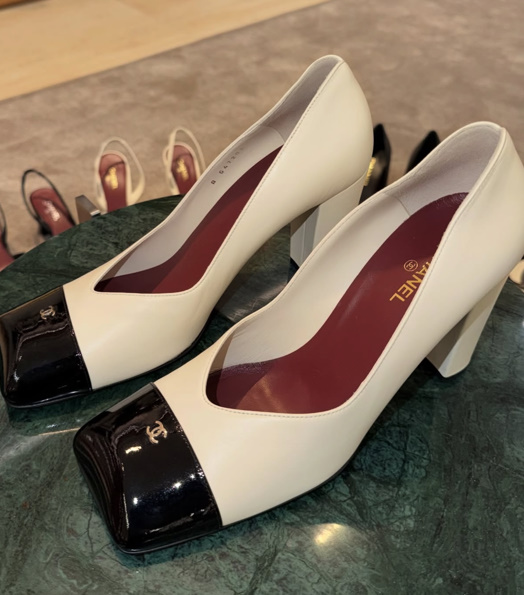 샤넬 메리제인 트위드 발레리나 플랫 슈즈 화이트