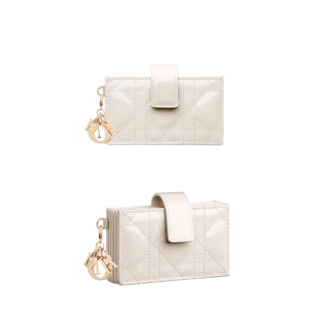 디올 라떼 화이트 페이던트 까나쥬 지갑 10.5 X 6 X 3CM