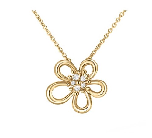 반클리프 플라워레이스 펜던트 목걸이 옐로우골드