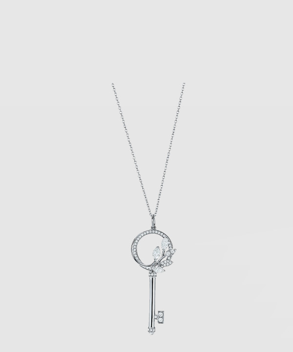 티파니앤코 플래티넘 큐빅 넝쿨 링 키 펜던트