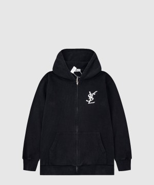 생로랑 로고 쇼트 코트