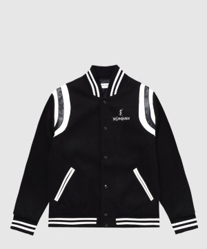 생로랑 로고 쇼트 코트