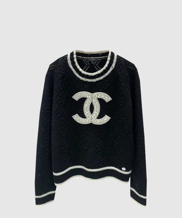 샤넬 로고 니트 상의