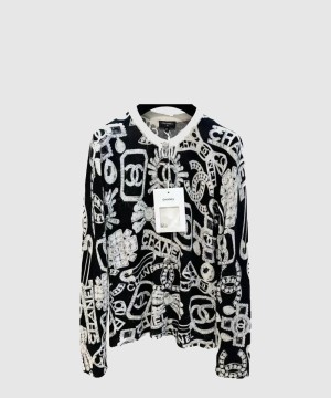 샤넬 로고 쇼트 면 톱