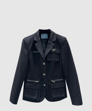 프라다 로고 쇼트 코트