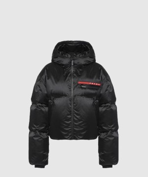 프라다 로고 쇼트 코트