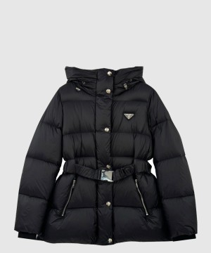 프라다 로고 쇼트 코트