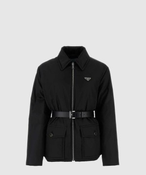 프라다 로고 쇼트 코트