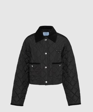 프라다 로고 쇼트 코트