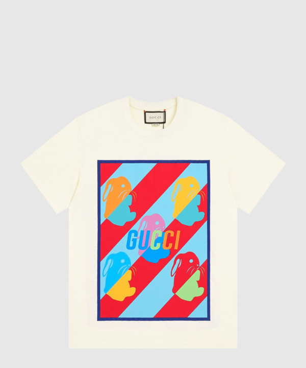 구찌 프린트 면 티셔츠