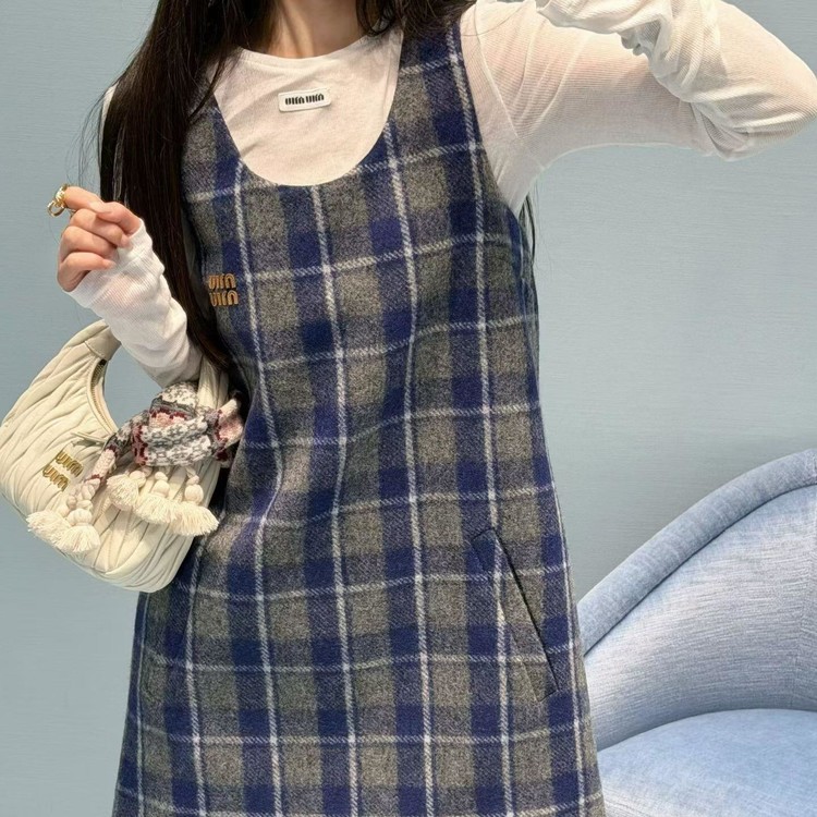 [고퀄] 미우미우 체크 원피스