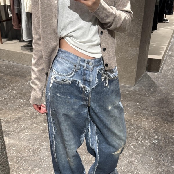 아크네 데미지 데님 청바지 팬츠