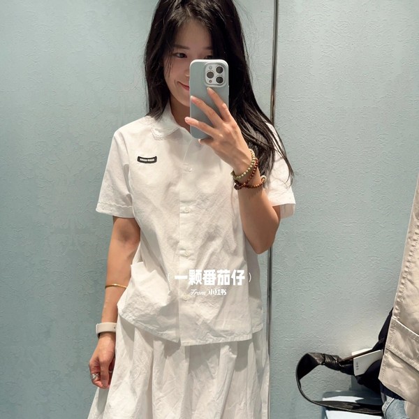 [고퀄]미우미우 반팔 블라우스 플리츠 미디 스커트 셋업